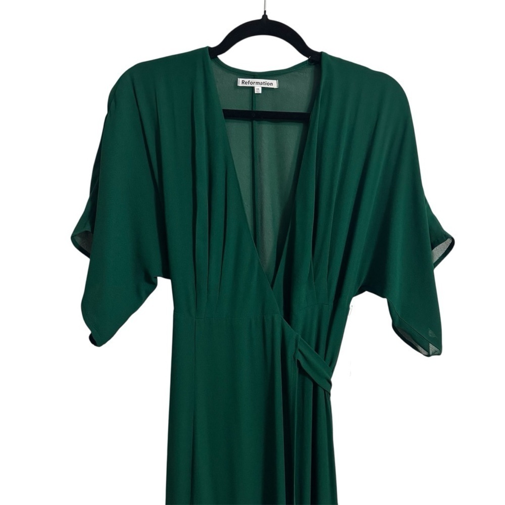 NWT Reformation Winslow Wrap Maxi Dress in Emerald - Picture 11 of 16